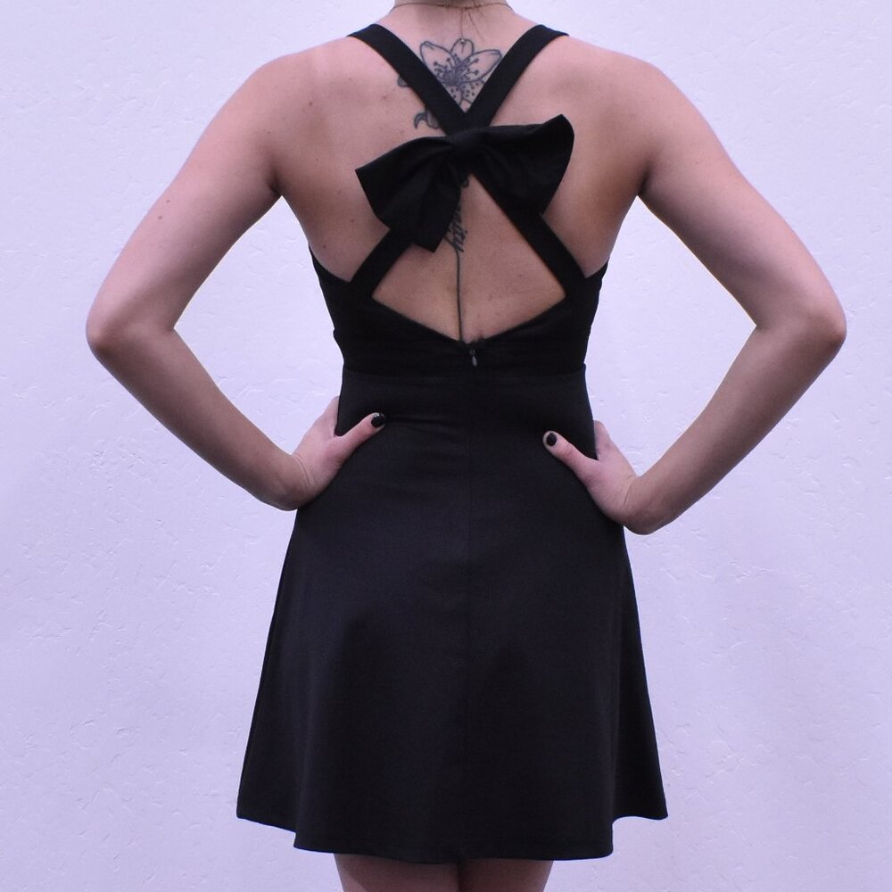 Black Junior Dress with Back Bow